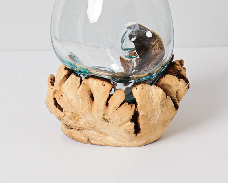 Molten Glass on Recycled Glass, Blown Glass, Terrarium, Unique Vase, Succulent Planter, Room Decoration, Home Table  Decor, Memorial Gift