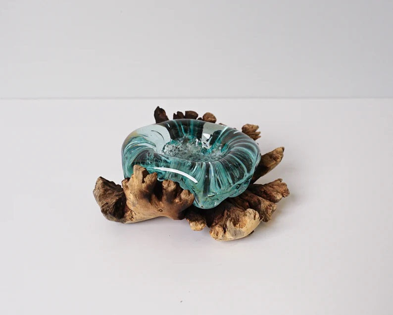 Molten Glass on Recycled Glass, Candle, Blown Glass, Unique, Artwork, Housewarming Decor, Creative Decor, Room Decoration, Grandma Gift