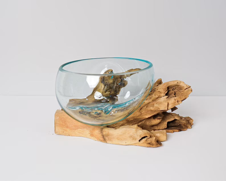 Blown Glass Large, Melted Glass, Molten Glass, Terrarium, Vase, Hand Blown Recycled Glass, Succulent Planter, Memorial Gift, Birthday Gift