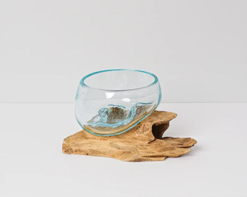 Blown Glass Small, Melted Glass, Molten Glass, Terrarium, Vase, Hand Blown Recycled Glass, Succulent Planter, Office Decor, Birthday Gift