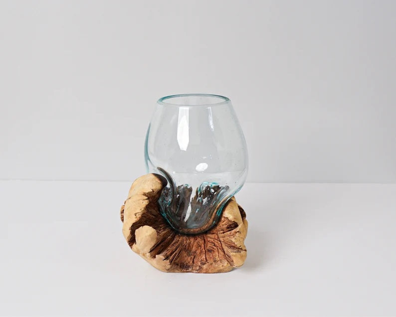 Molten Glass on Recycled Glass, Blown Glass, Terrarium, Unique Vase, Succulent Planter, Room Decoration, Home Table  Decor, Memorial Gift