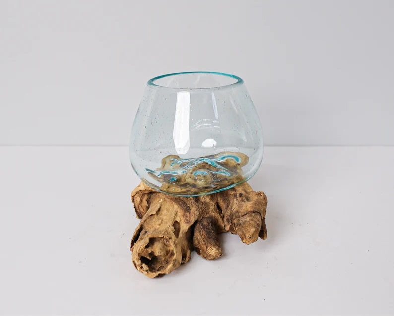 Blown Glass Small, Melted Glass, Molten Glass, Terrarium, Vase, Hand Blown Recycled Glass, Succulent Planter, Office Decor, Mother Loss Gift