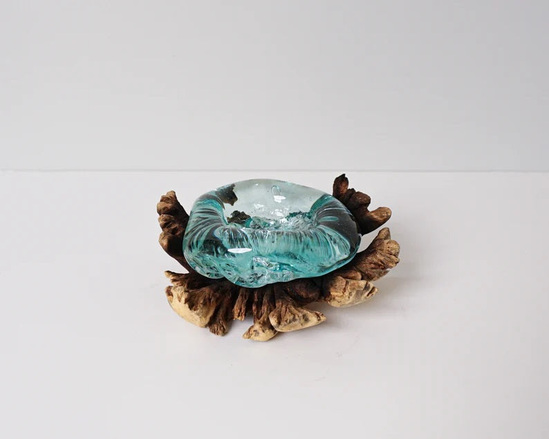 Molten Glass on Recycled Glass, Candle, Blown Glass, Unique, Artwork, Housewarming Decor, Creative Decor, Room Decoration, Grandma Gift