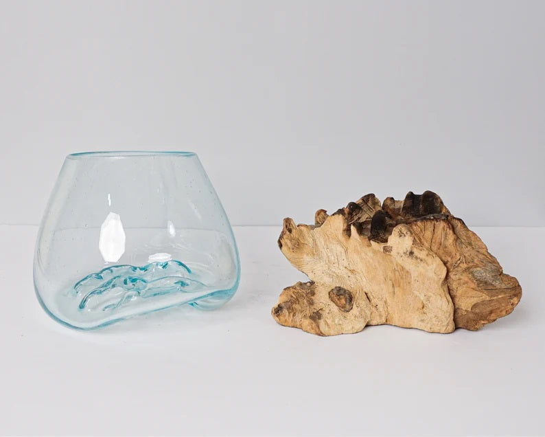 Blown Glass Large, Melted Glass, Molten Glass, Terrarium, Vase, Hand Blown Recycled Glass, Succulent Planter, Office Decor, Birthday Gift