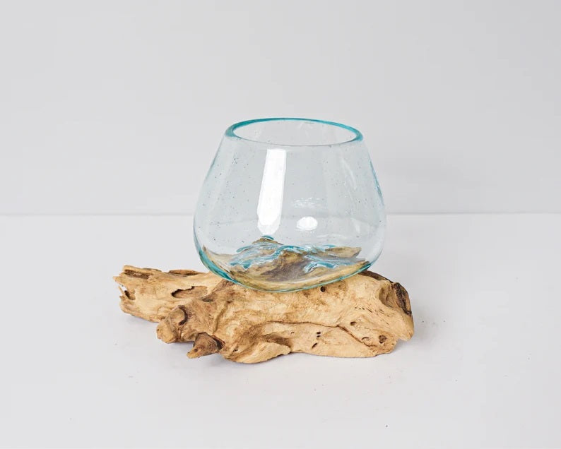 Blown Glass Small, Melted Glass, Molten Glass, Terrarium, Vase, Hand Blown Recycled Glass, Succulent Planter, Office Decor, Mother Loss Gift
