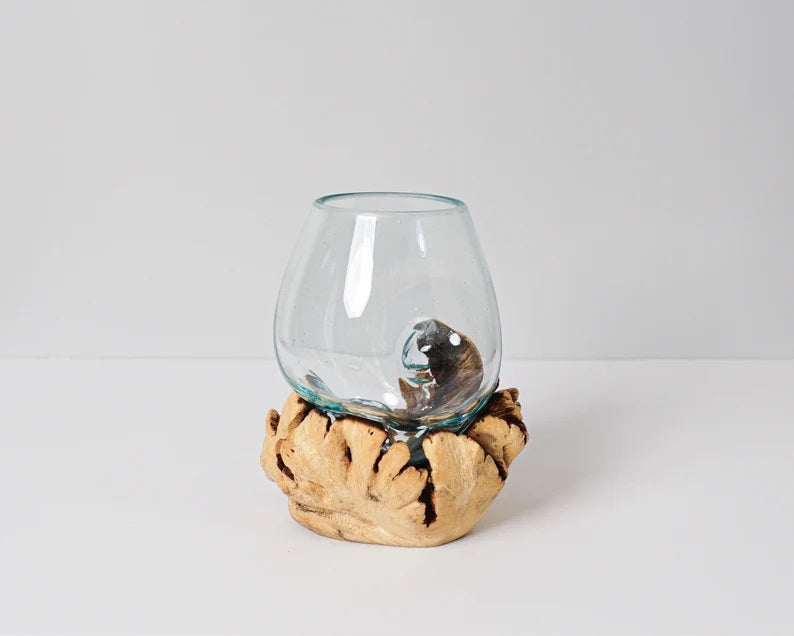 Molten Glass on Recycled Glass, Blown Glass, Terrarium, Unique Vase, Succulent Planter, Room Decoration, Home Table  Decor, Memorial Gift