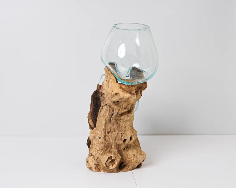 Blown Glass, Double, Melted Glass, Molten Glass, Handmade, Terrarium, Vase, Hand Blown Recycled Glass, Valentines Décor, Gift for Twin