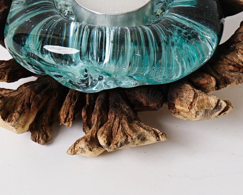 Molten Glass on Recycled Glass, Candle, Blown Glass, Unique, Artwork, Housewarming Decor, Creative Decor, Room Decoration, Grandma Gift