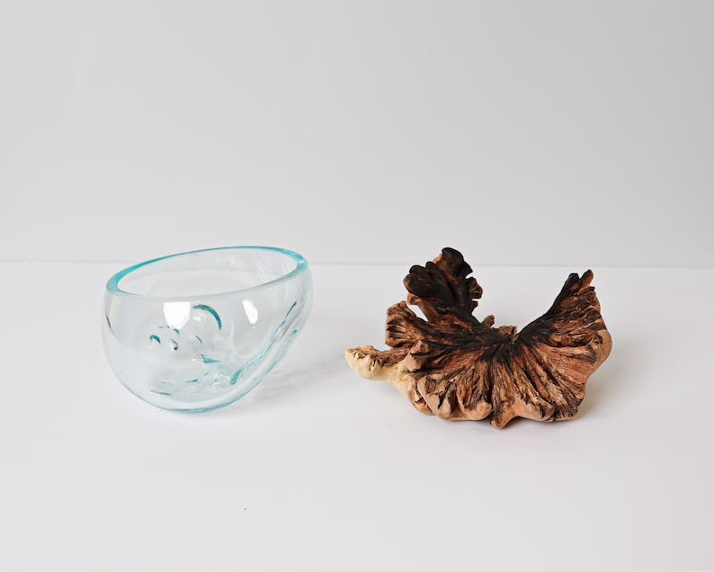 Blown Glass, Melted Glass, Molten Glass, Hand Blown Recycled Glass, Woodland, Succulent Planter, Flower Vase, Table Decor, Mother Loss Gift