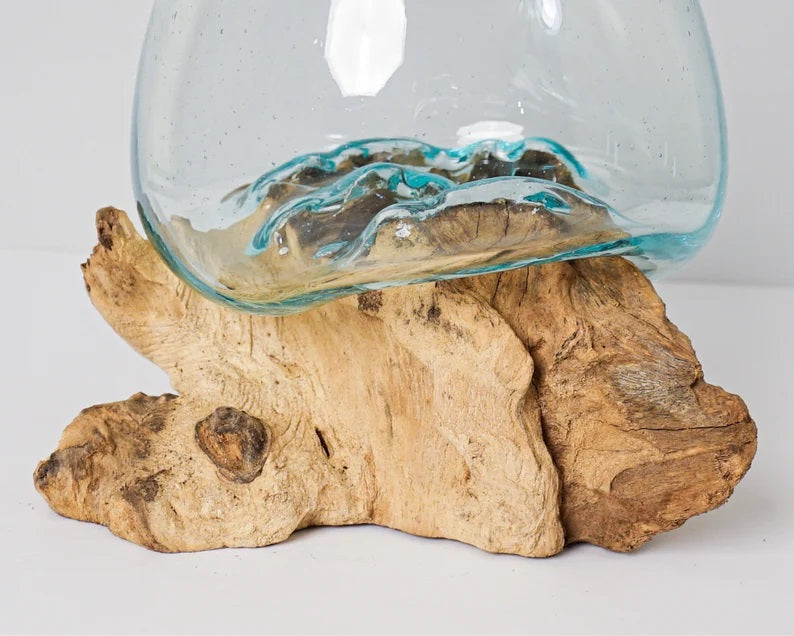 Blown Glass Large, Melted Glass, Molten Glass, Terrarium, Vase, Hand Blown Recycled Glass, Succulent Planter, Office Decor, Birthday Gift
