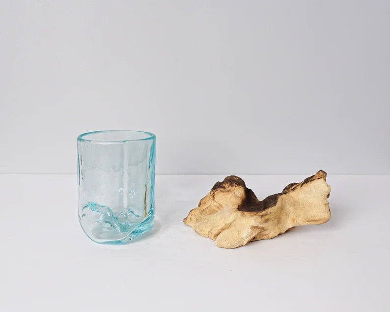 Blown Glass on Driftwood, Vase, Natural Piece, Molten Glass, Terrarium, Artwork, Hand Blown Recycled Glass, Gift for Mom, Memorial Gift