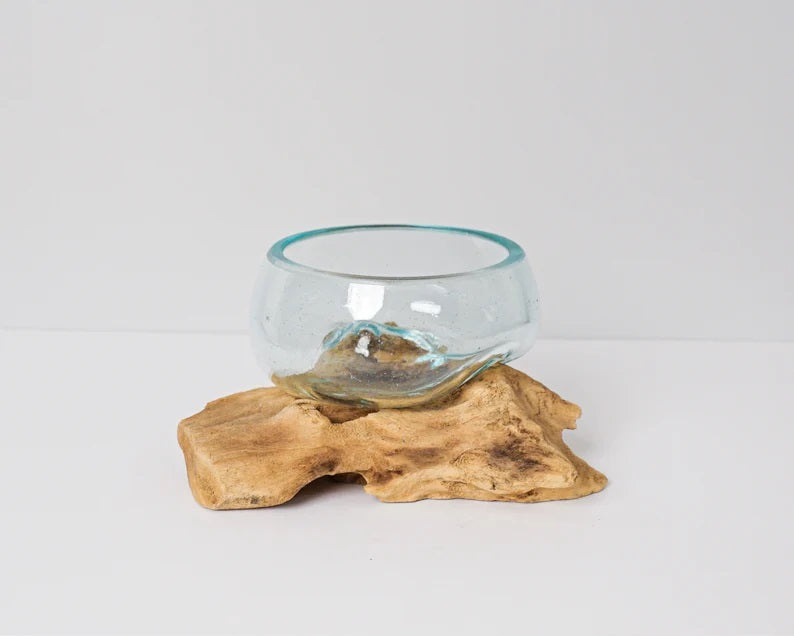 Blown Glass Medium, Melted Glass, Molten Glass, Terrarium, Vase, Hand Blown Recycled Glass, Succulent Planter, Apartment Decor, Gift for Her