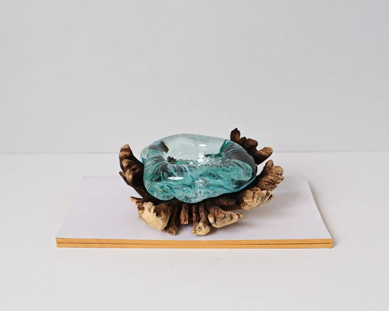 Molten Glass on Recycled Glass, Candle, Blown Glass, Unique, Artwork, Housewarming Decor, Creative Decor, Room Decoration, Grandma Gift