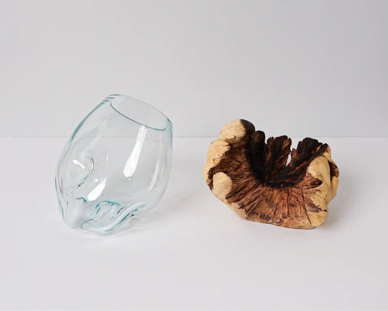 Molten Glass on Recycled Glass, Blown Glass, Terrarium, Unique Vase, Succulent Planter, Room Decoration, Home Table  Decor, Memorial Gift
