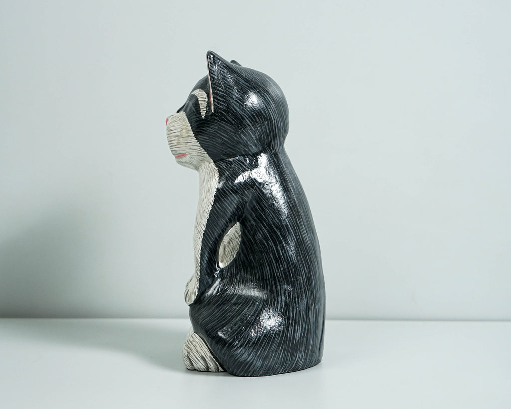 Meditating Cat figurine, Colorful Cat Yoga Statue, Painted Sculpture, Yoga Pose Statue, Wood Carving, Memorial Gift, Gift for Mother