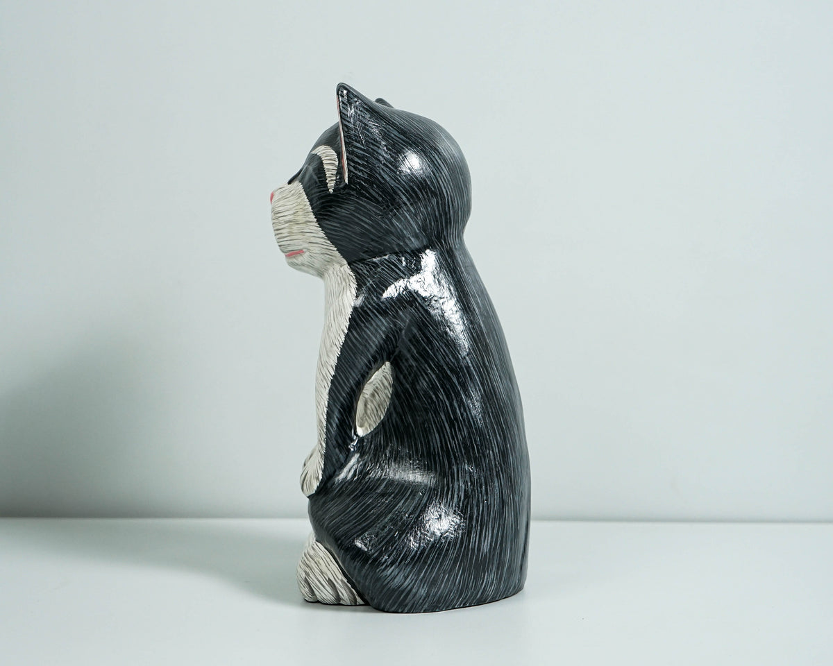 Meditating Cat figurine, Colorful Cat Yoga Statue, Painted Sculpture, Yoga Pose Statue, Wood Carving, Memorial Gift, Gift for Mother