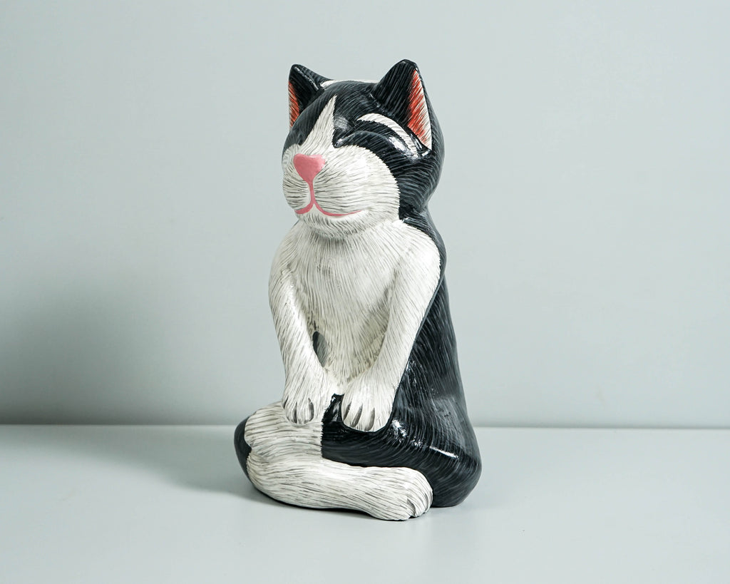 Meditating Cat figurine, Colorful Cat Yoga Statue, Painted Sculpture, Yoga Pose Statue, Wood Carving, Memorial Gift, Gift for Mother