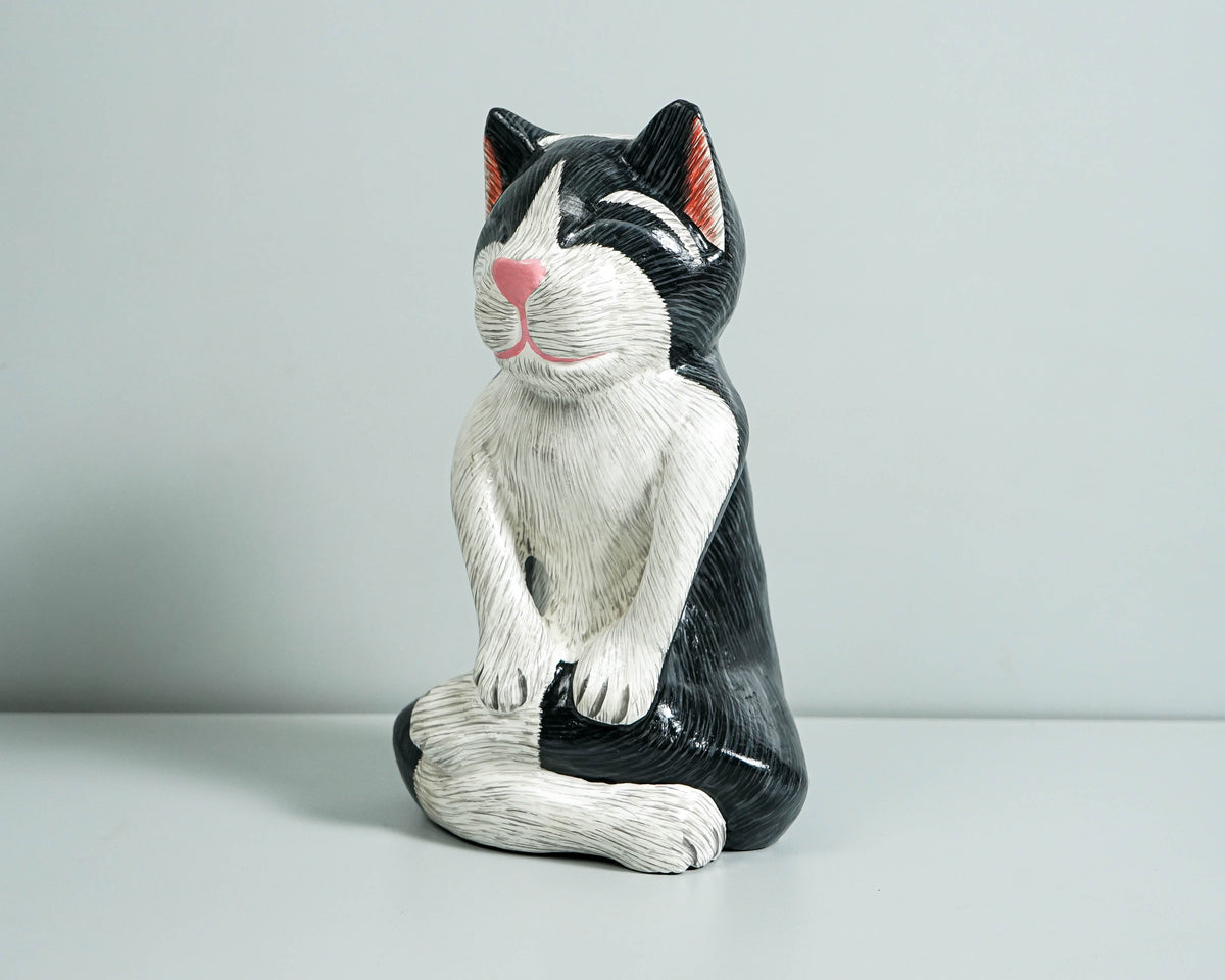 Meditating Cat figurine, Colorful Cat Yoga Statue, Painted Sculpture, Yoga Pose Statue, Wood Carving, Memorial Gift, Gift for Mother