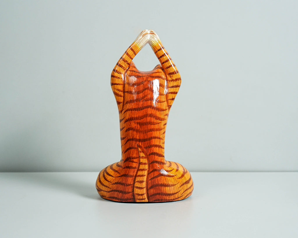 Painted Cat Statue, Cat Yoga Pose Figurine, Handcrafted, Wooden Cat, Meditating Cat, Colourfull Cat Statue, Interior Decor, Grandfather Gift