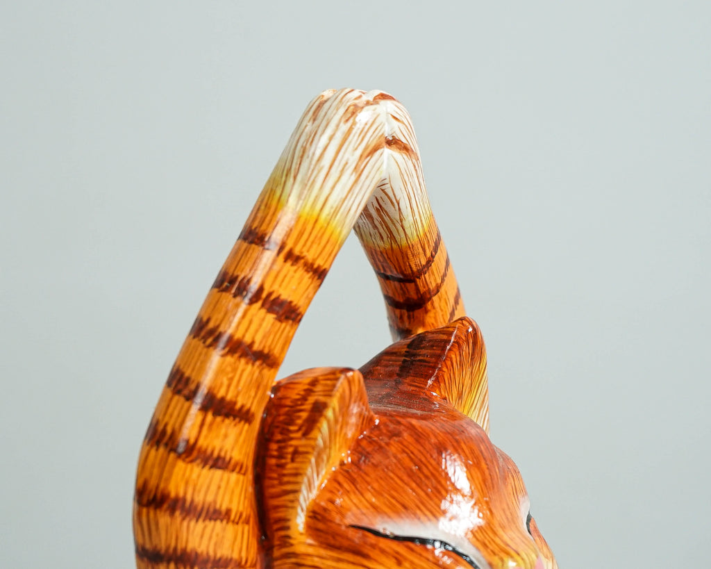 Painted Cat Statue, Cat Yoga Pose Figurine, Handcrafted, Wooden Cat, Meditating Cat, Colourfull Cat Statue, Interior Decor, Grandfather Gift