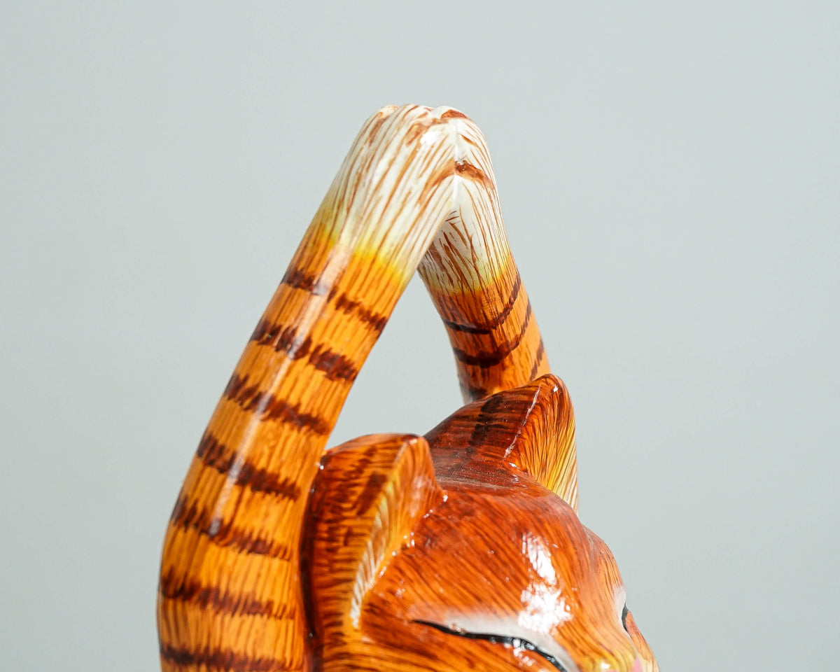 Painted Cat Statue, Cat Yoga Pose Figurine, Handcrafted, Wooden Cat, Meditating Cat, Colourfull Cat Statue, Interior Decor, Grandfather Gift