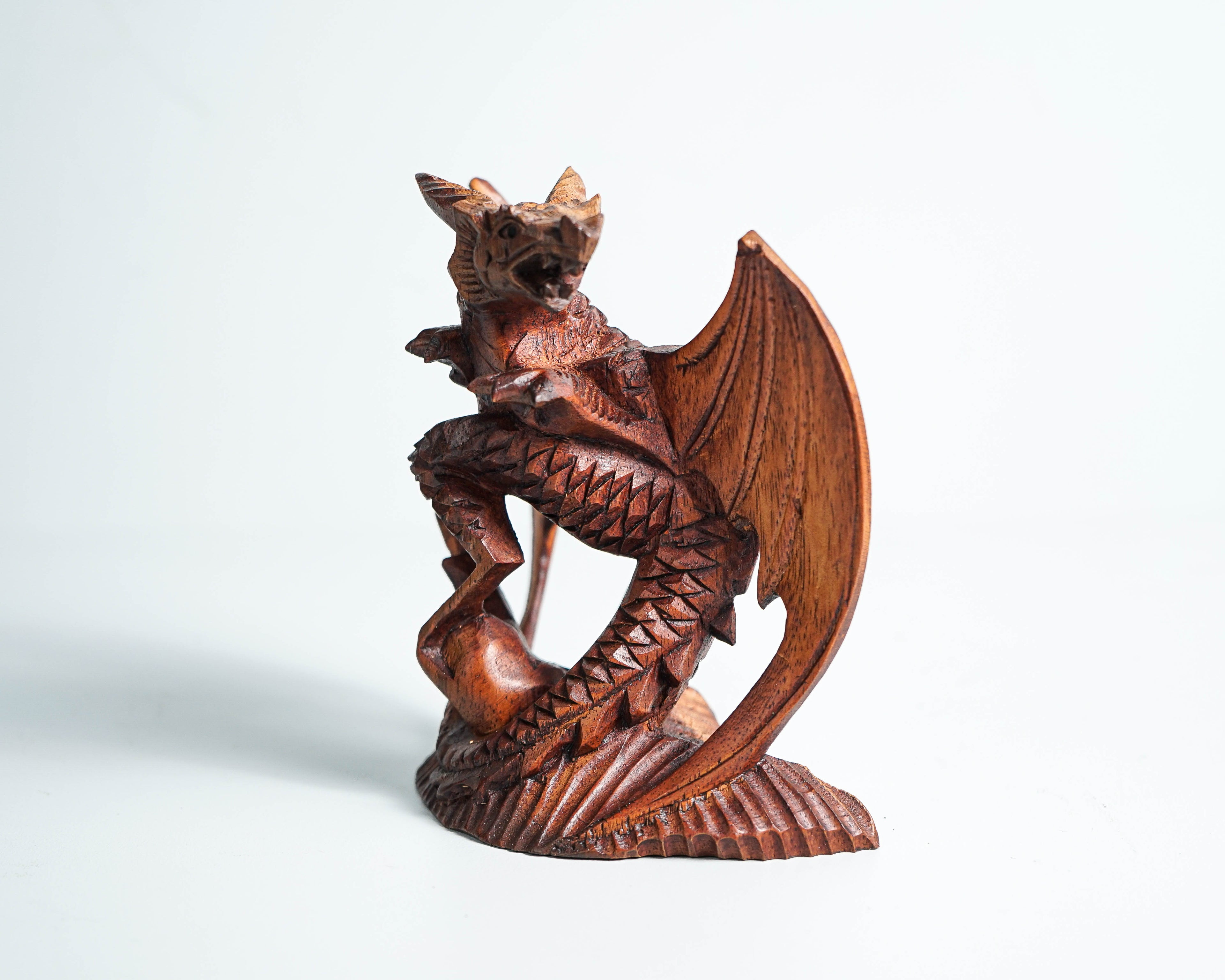 Small Dragon Statue, Mystical Animal, Wooden Dragon, Wood Carved Fantasy, Unique Statue, Cottage core Decor, Birthday Gift, Special Gift