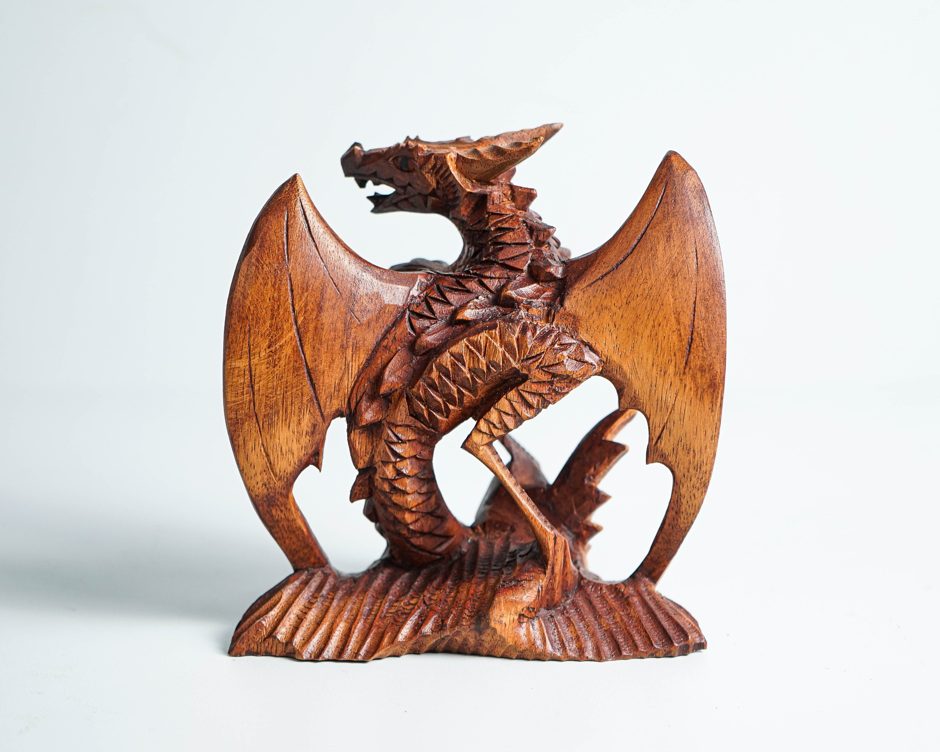 Small Dragon Statue, Mystical Animal, Wooden Dragon, Wood Carved Fantasy, Unique Statue, Cottage core Decor, Birthday Gift, Special Gift