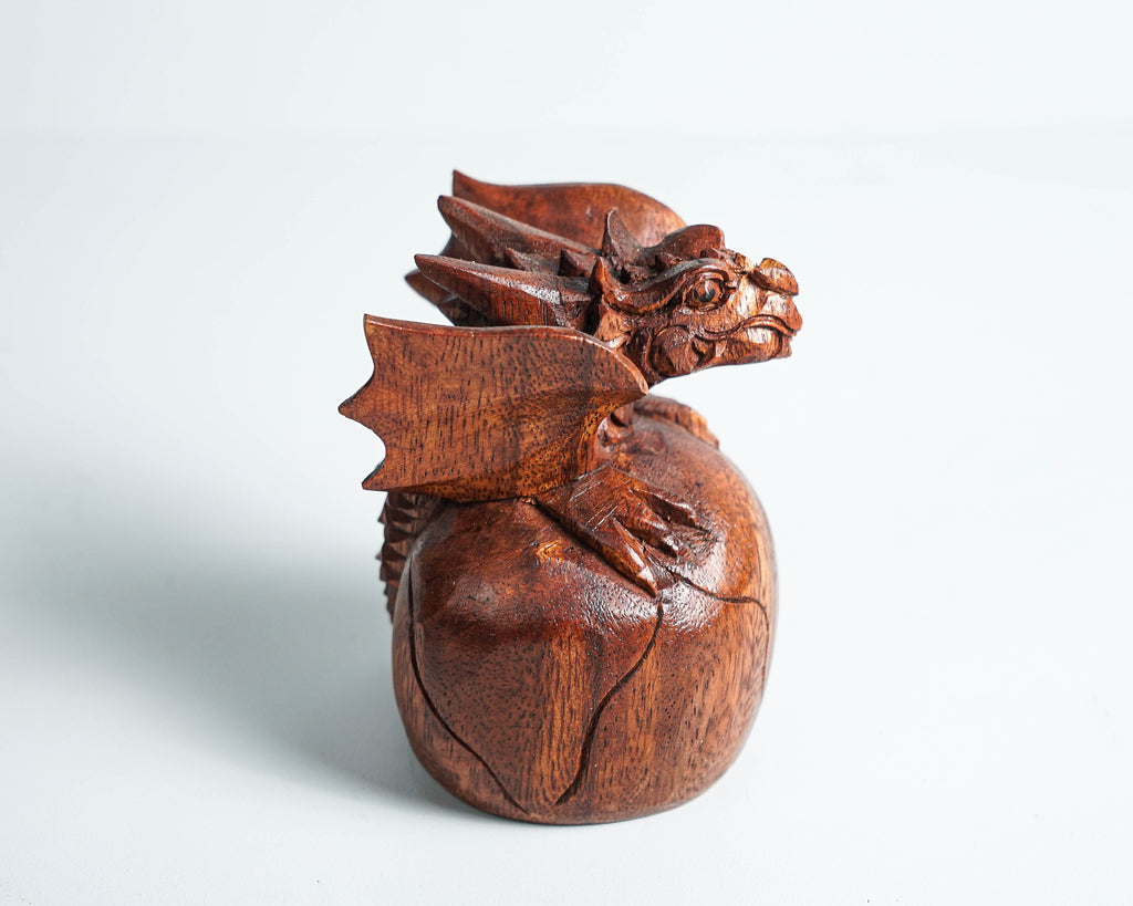 Baby Dragon, Cute Baby Dragon, Wooden Dragon, Animal Statue, Mystical Animal, Wood Carving, Tabletop, Bookshelf Decor, Birthday Gift