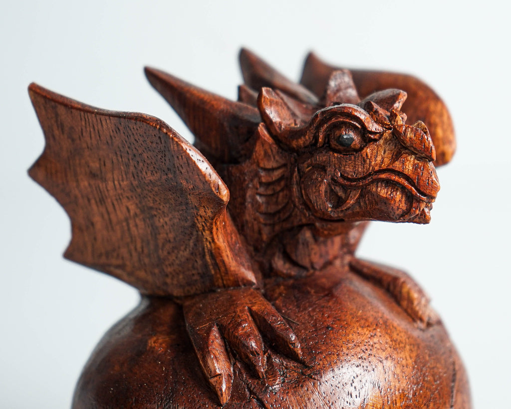 Baby Dragon, Cute Baby Dragon, Wooden Dragon, Animal Statue, Mystical Animal, Wood Carving, Tabletop, Bookshelf Decor, Birthday Gift