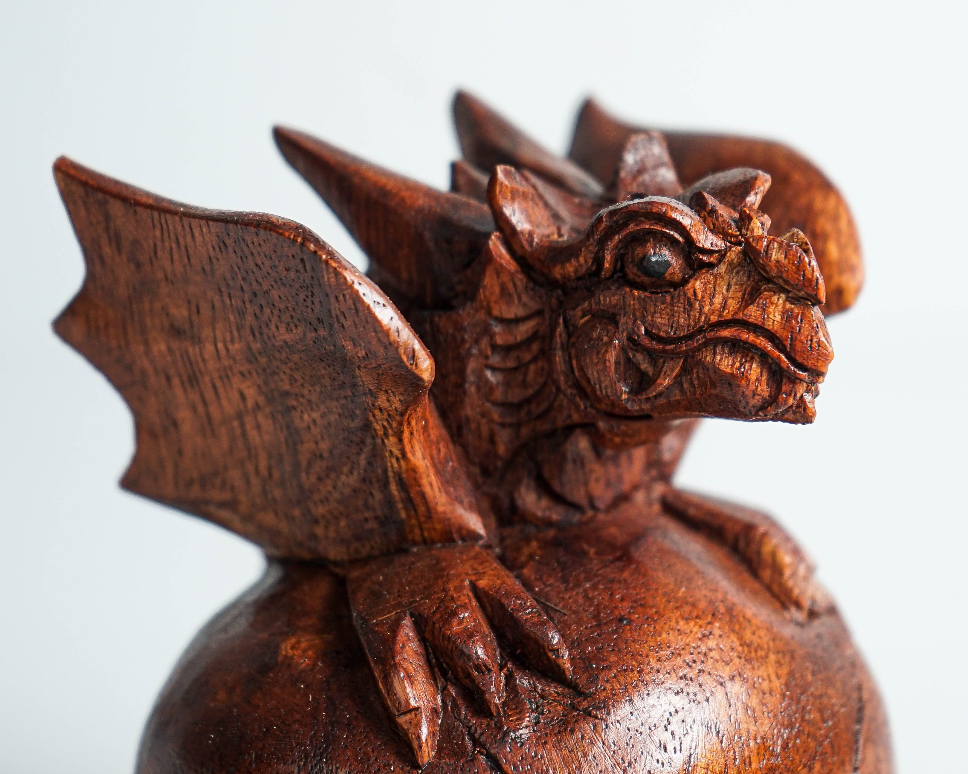 Baby Dragon, Cute Baby Dragon, Wooden Dragon, Animal Statue, Mystical Animal, Wood Carving, Tabletop, Bookshelf Decor, Birthday Gift