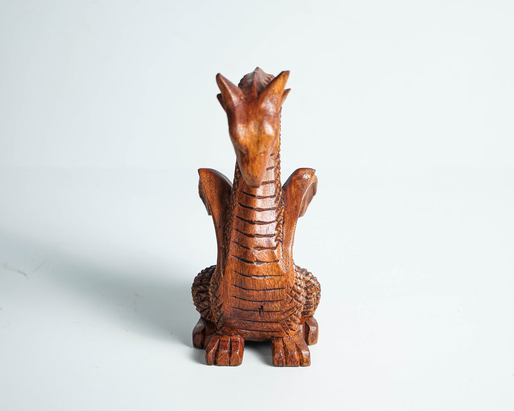 Calm Dragon Statue, Wooden Dragon, Fantasy Animal, ArtWork, Wood Carved, Unique Statue, Halloween Decor, Book Gift for Kids, Gift for Him