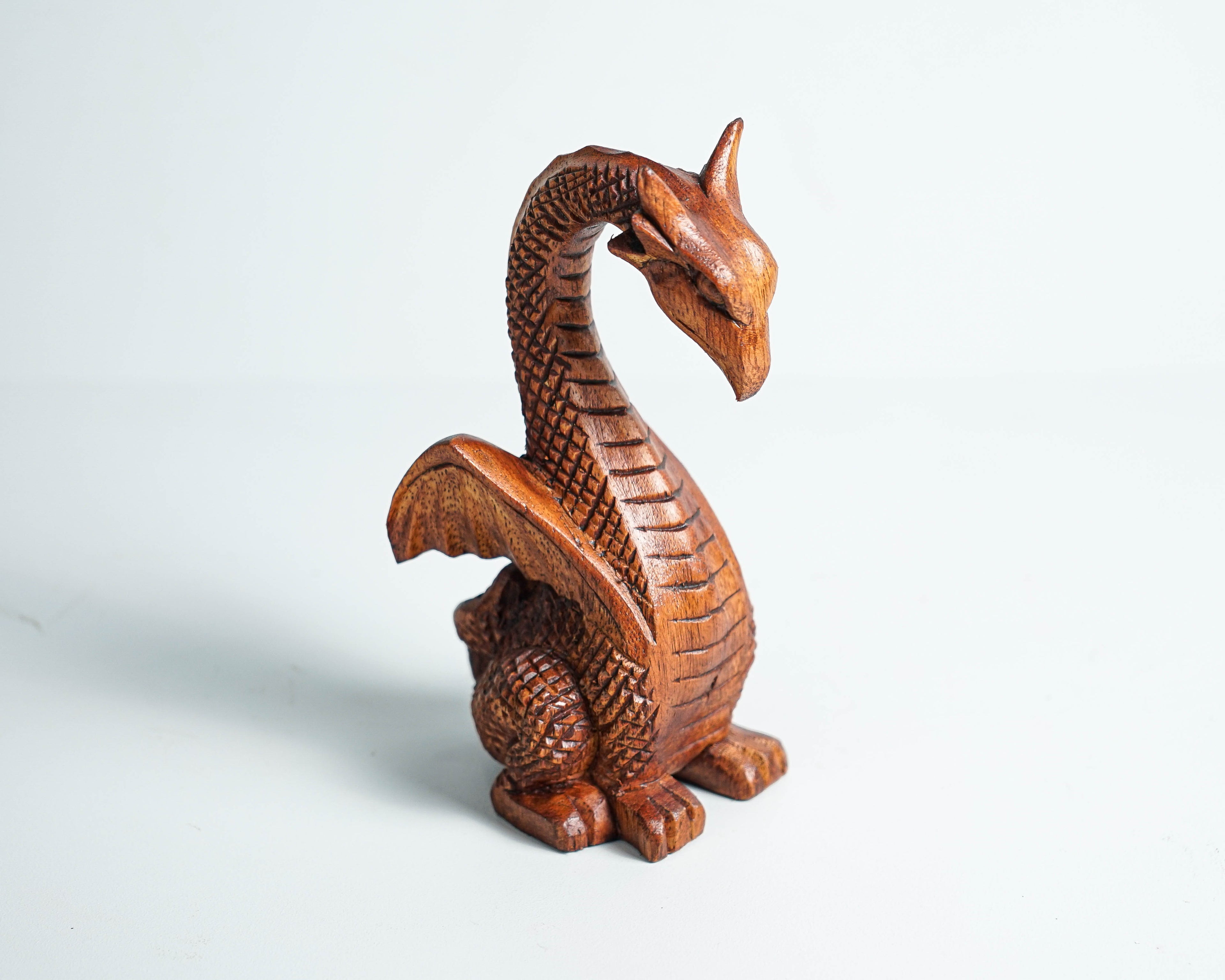 Calm Dragon Statue, Wooden Dragon, Fantasy Animal, ArtWork, Wood Carved, Unique Statue, Halloween Decor, Book Gift for Kids, Gift for Him