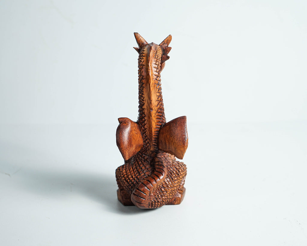 Calm Dragon Statue, Wooden Dragon, Fantasy Animal, ArtWork, Wood Carved, Unique Statue, Halloween Decor, Book Gift for Kids, Gift for Him