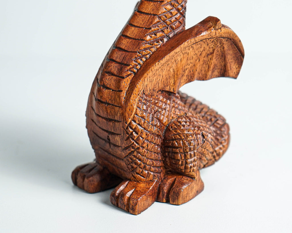 Calm Dragon Statue, Wooden Dragon, Fantasy Animal, ArtWork, Wood Carved, Unique Statue, Halloween Decor, Book Gift for Kids, Gift for Him