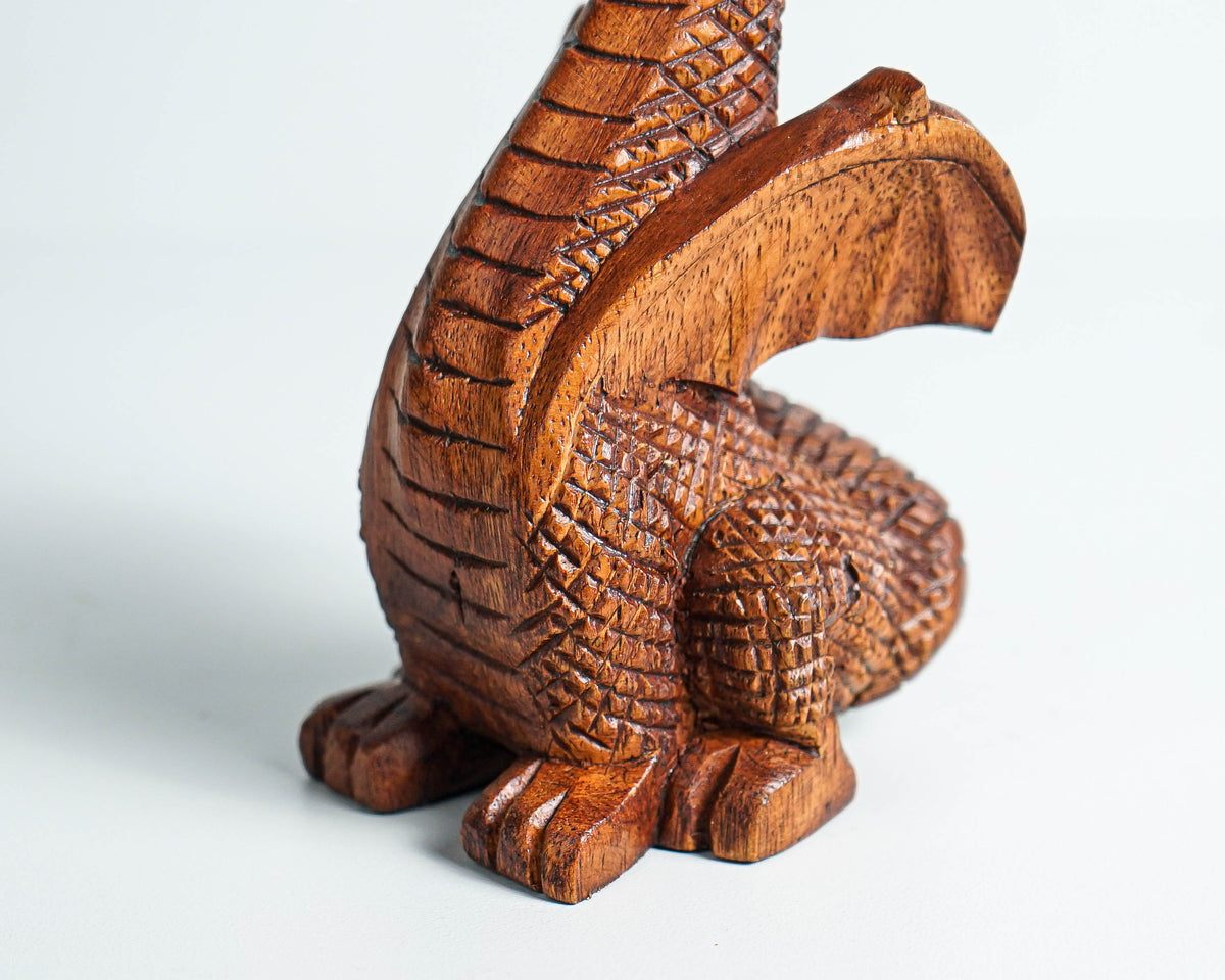 Calm Dragon Statue, Wooden Dragon, Fantasy Animal, ArtWork, Wood Carved, Unique Statue, Halloween Decor, Book Gift for Kids, Gift for Him