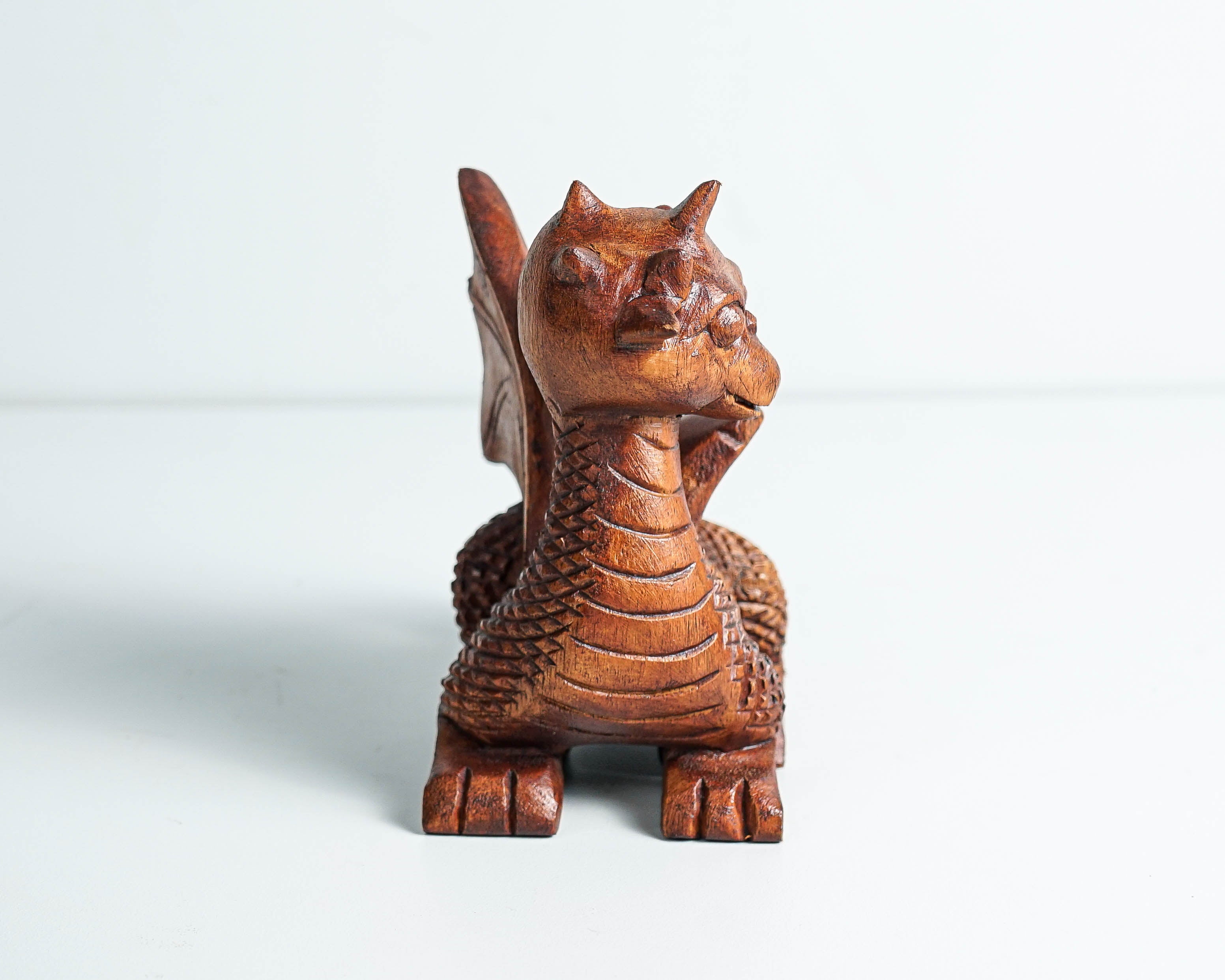 Unique Dragon Figurine, Gothic, Wooden Baby Dragon, Fantastic Animal, Fantasy, Handmade, Creative Decor, Gift for Him, Special Gift