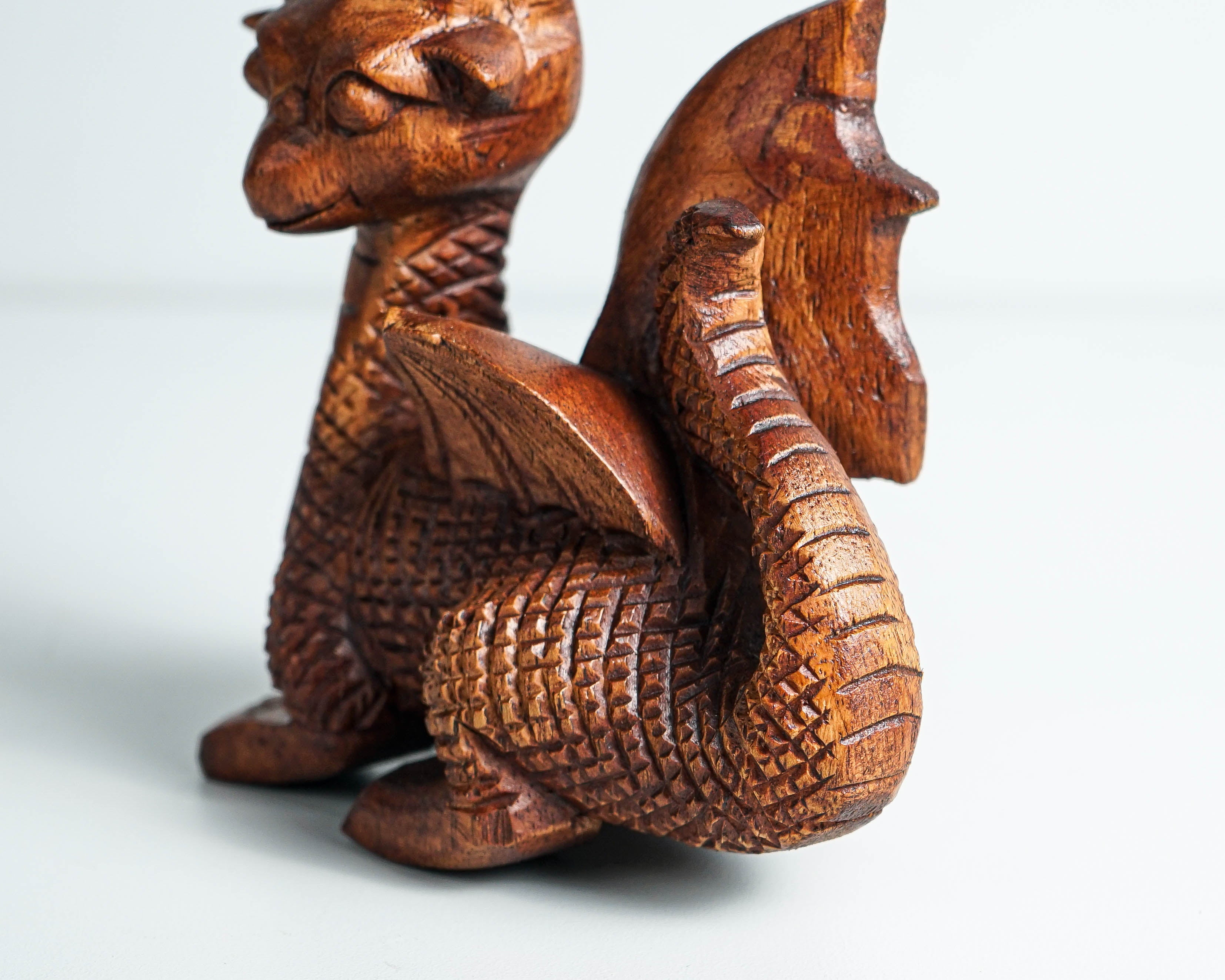 Unique Dragon Figurine, Gothic, Wooden Baby Dragon, Fantastic Animal, Fantasy, Handmade, Creative Decor, Gift for Him, Special Gift