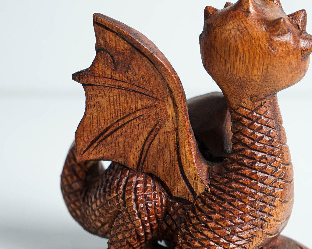 Unique Dragon Figurine, Gothic, Wooden Baby Dragon, Fantastic Animal, Fantasy, Handmade, Creative Decor, Gift for Him, Special Gift