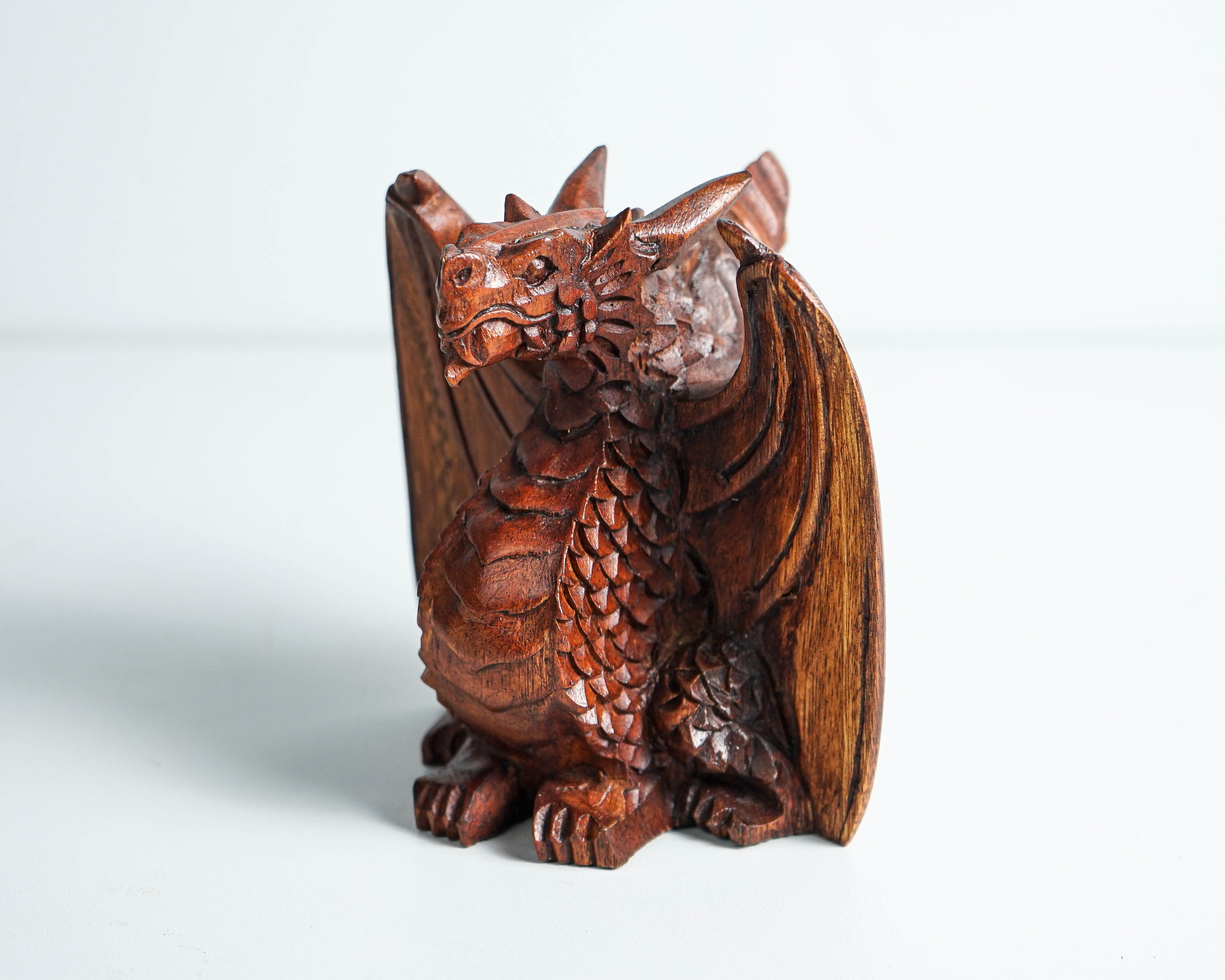 Winged Dragon Sculpture, Small Statue, Miniature, Mystical Animal, Wooden Art, Unique Decor, Handcrafted, Room Decor, Gift for Her