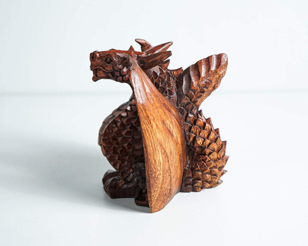 Winged Dragon Sculpture, Small Statue, Miniature, Mystical Animal, Wooden Art, Unique Decor, Handcrafted, Room Decor, Gift for Her