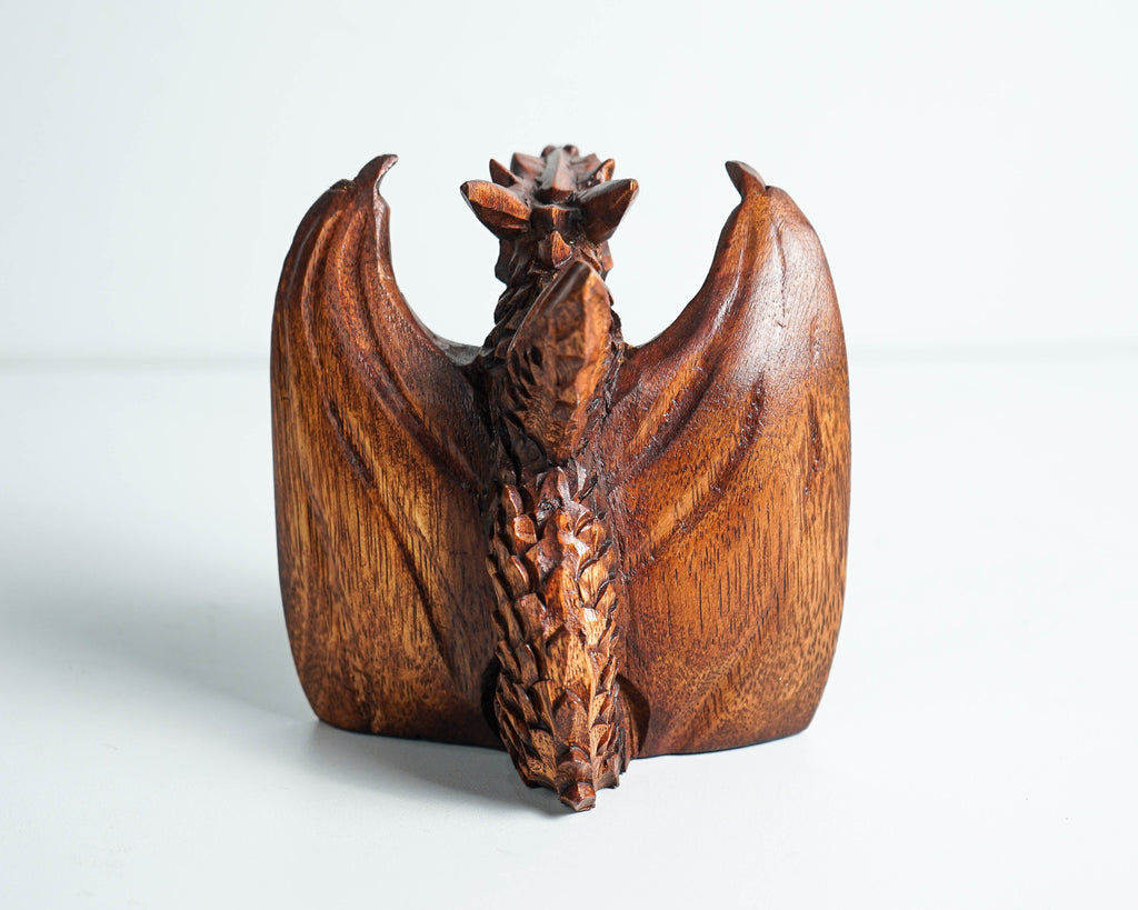 Winged Dragon Sculpture, Small Statue, Miniature, Mystical Animal, Wooden Art, Unique Decor, Handcrafted, Room Decor, Gift for Her