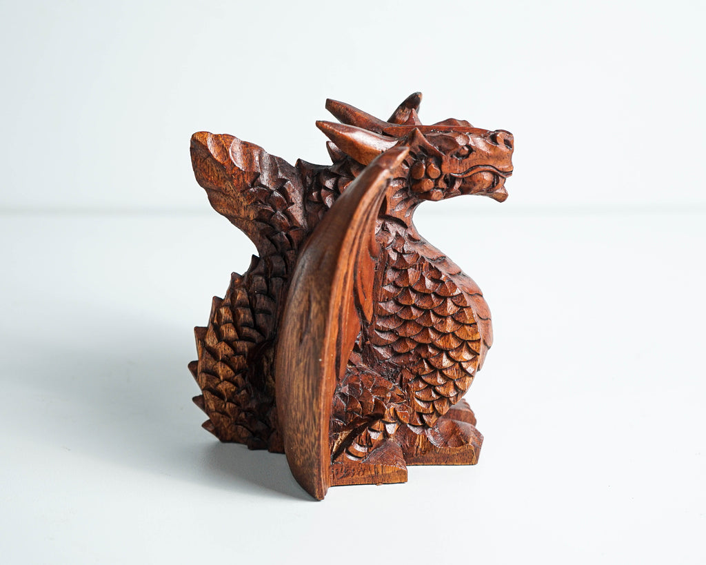 Winged Dragon Sculpture, Small Statue, Miniature, Mystical Animal, Wooden Art, Unique Decor, Handcrafted, Room Decor, Gift for Her