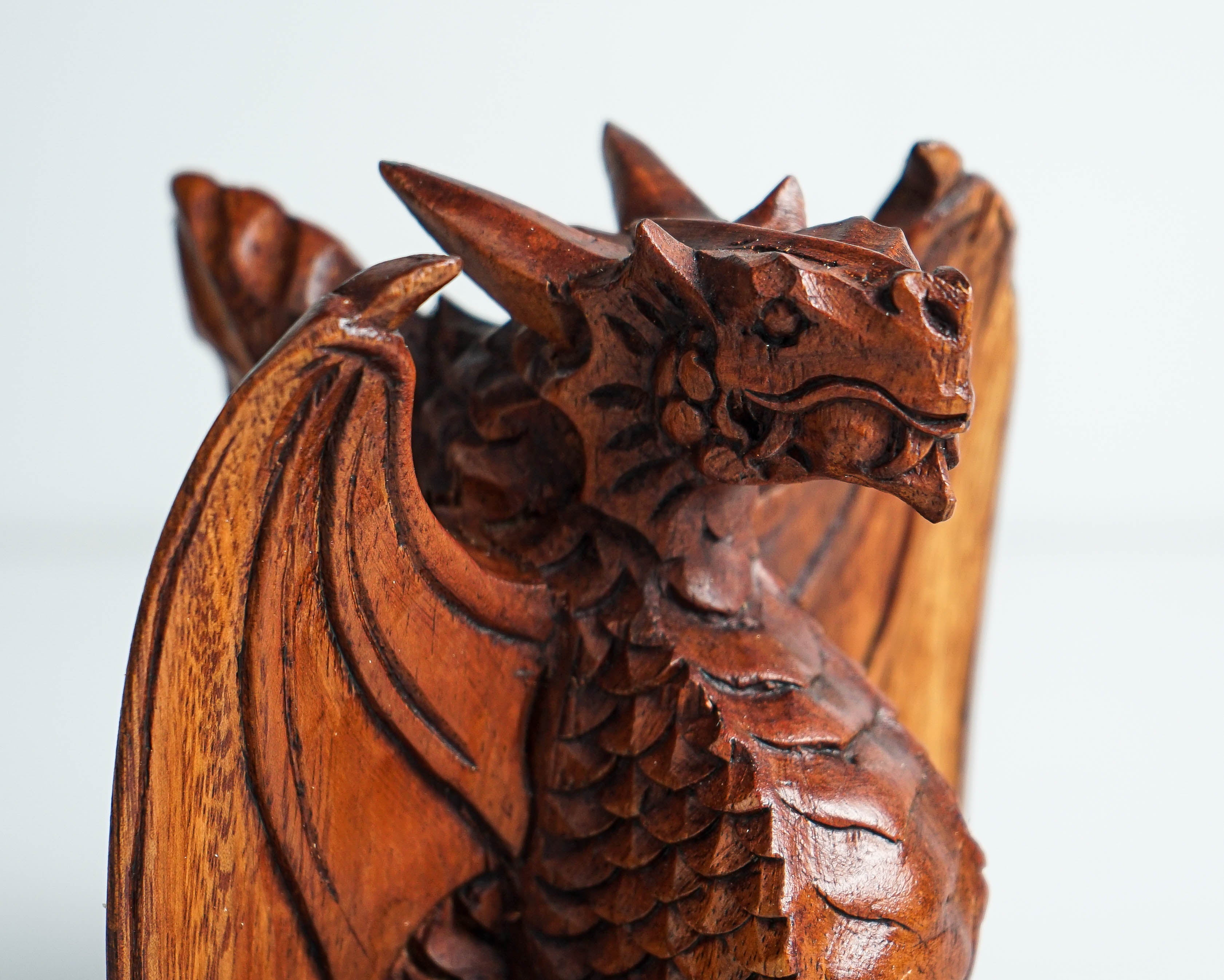 Winged Dragon Sculpture, Small Statue, Miniature, Mystical Animal, Wooden Art, Unique Decor, Handcrafted, Room Decor, Gift for Her