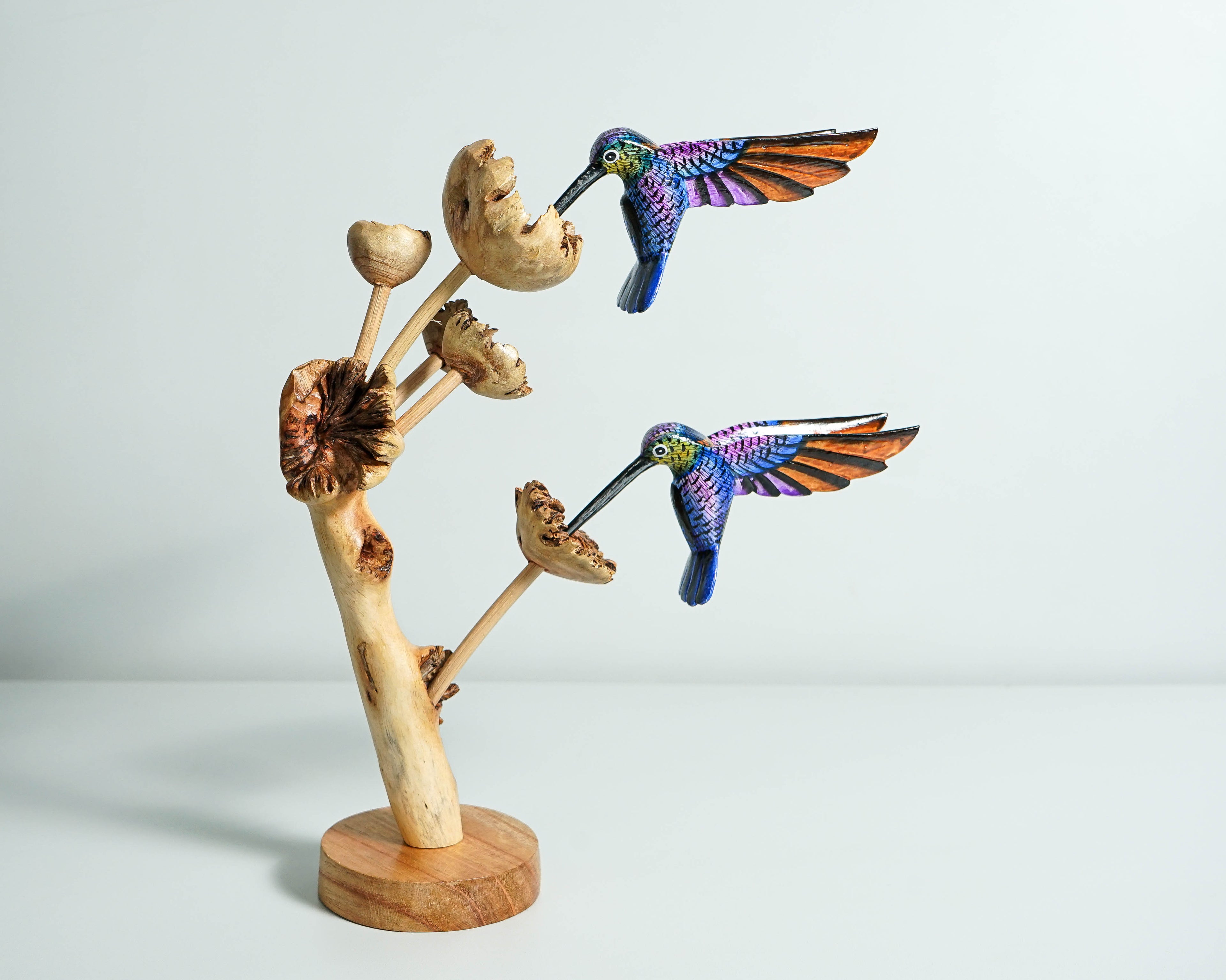 Couple Hummingbird Figurine, Bird Nest, HandPainted, Unique Sculpture, Artwork, Colorful Art, Colibri, Couple Decoration, Anniversary Gift