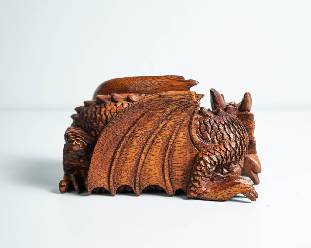 Sleeping Dragon Statue, Dragon Sculpture, Fantasy Animal, Wood Carving Dragon, Wooden Dragon, Room Decor, Gift for Her, Memorial Gift