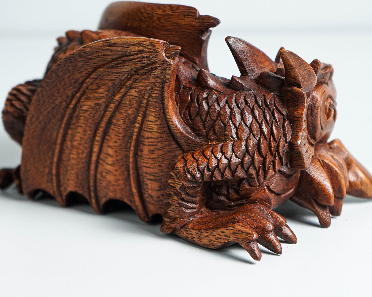 Sleeping Dragon Statue, Dragon Sculpture, Fantasy Animal, Wood Carving Dragon, Wooden Dragon, Room Decor, Gift for Her, Memorial Gift
