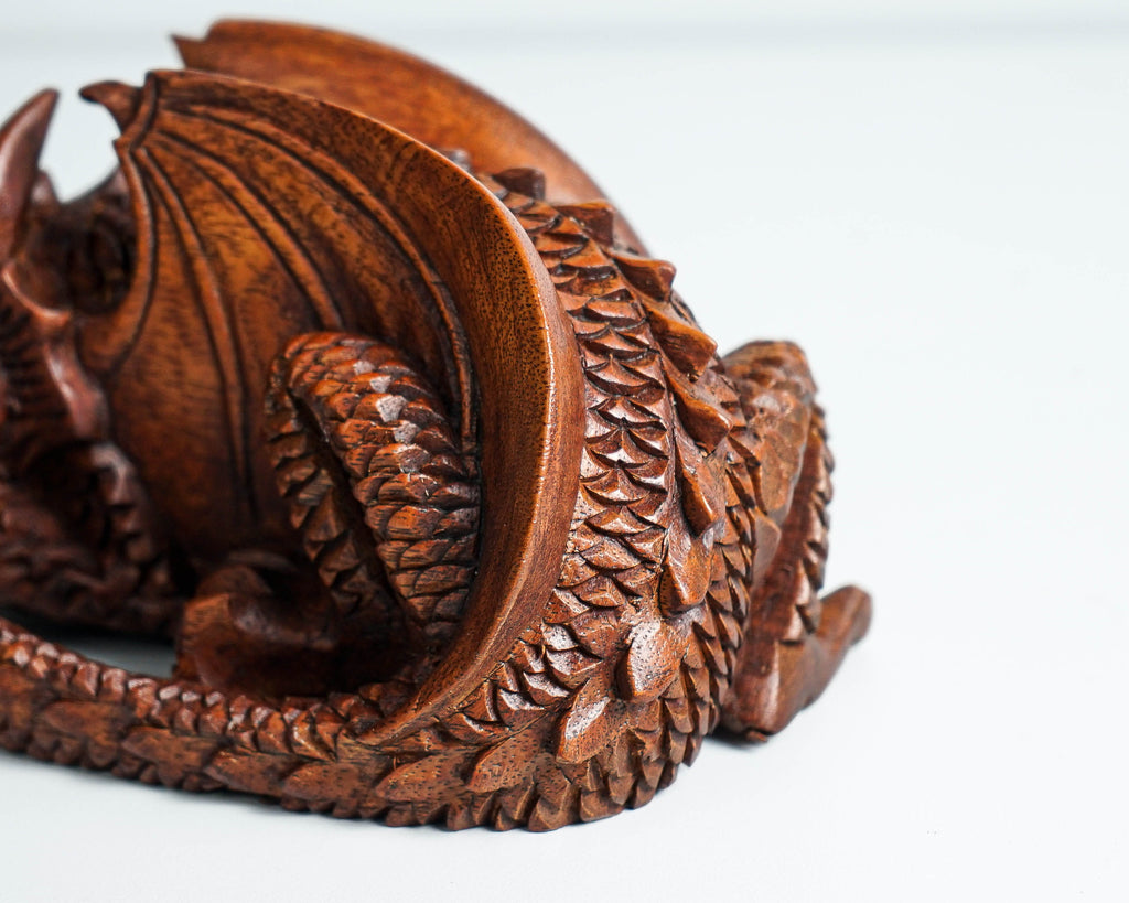 Sleeping Dragon Statue, Dragon Sculpture, Fantasy Animal, Wood Carving Dragon, Wooden Dragon, Room Decor, Gift for Her, Memorial Gift
