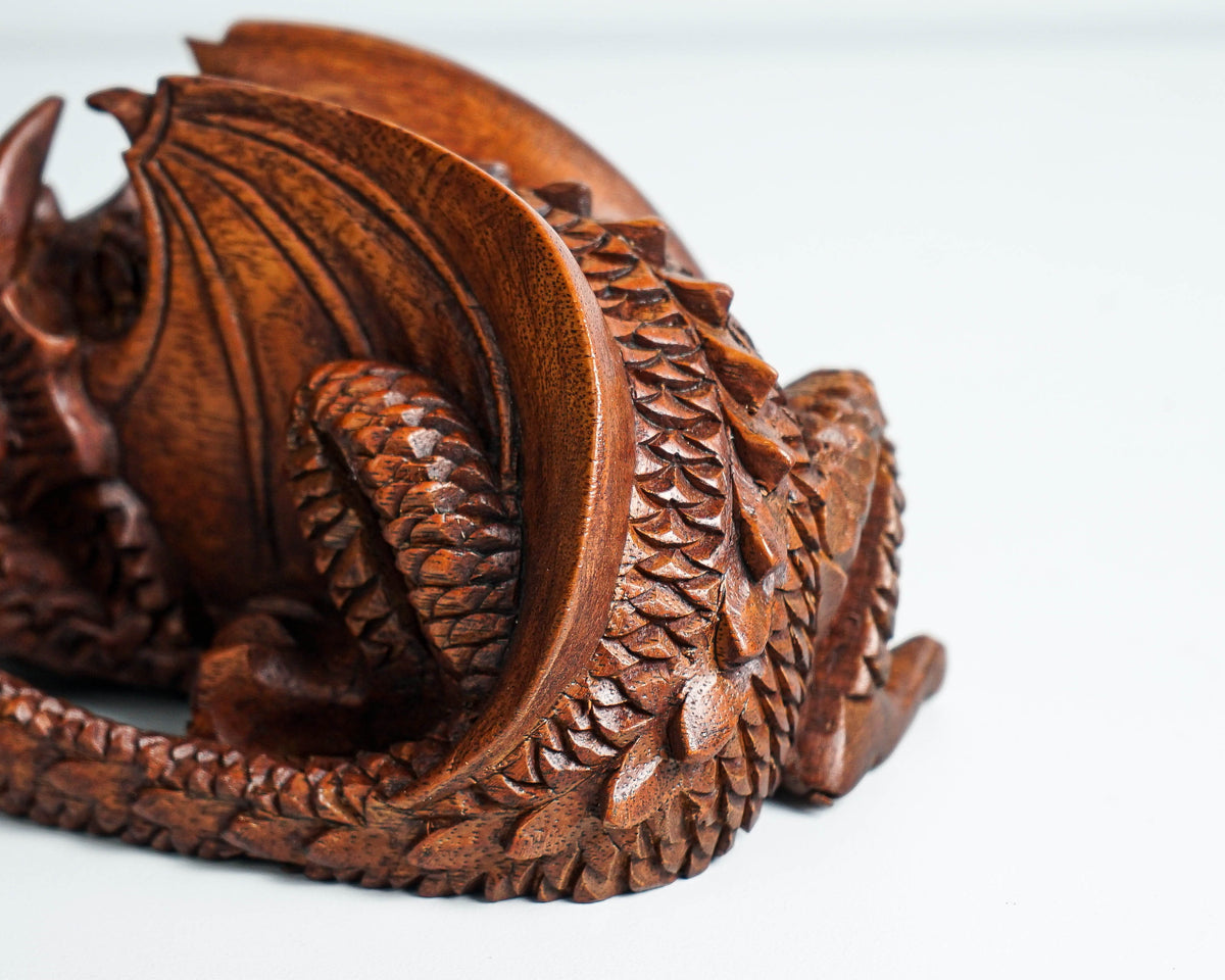 Sleeping Dragon Statue, Dragon Sculpture, Fantasy Animal, Wood Carving Dragon, Wooden Dragon, Room Decor, Gift for Her, Memorial Gift