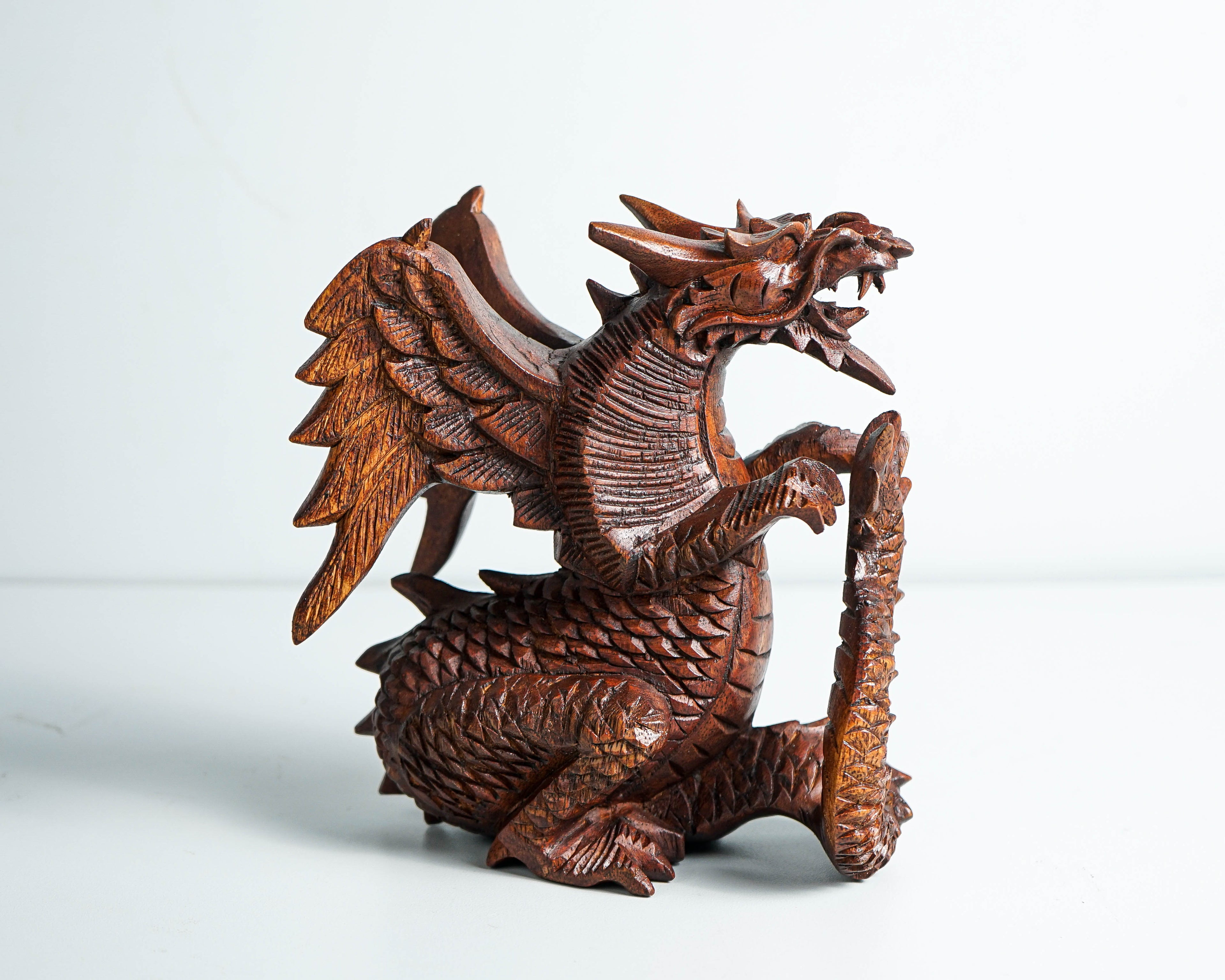 Fire Dragon Statue, Dragon Figurine, Mystical Animal, Wood Carving Dragon, Art, Living Room Decor, Birthday Gift for Mom, Special Gift