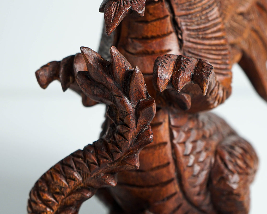 Fire Dragon Statue, Dragon Figurine, Mystical Animal, Wood Carving Dragon, Art, Living Room Decor, Birthday Gift for Mom, Special Gift